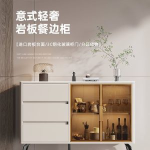 Tủ Kem gió đá bảng Tủ búp phê phòng khách hiện đại một bức tường Tủ rượu Tủ bếp - Hình 2