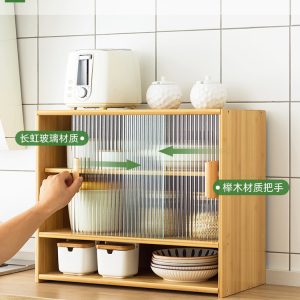 Tủ Kiểu Nhật Bản Để Bàn Tủ Bếp Tủ Bảo Quản Mặt Bàn Cửa Kính Tủ Giá Cà Phê Bảo Quản Tủ Bộ Trà - Hình 4
