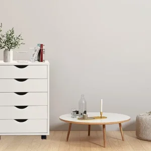 Tủ L 5 ngăn kéo Tủ bằng gỗ có bánh xe Tủ bên di động để sử dụng cho văn phòng tại nhà, màu trắng - Hình 2