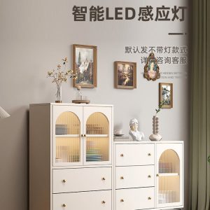 Tủ Màu kem phong cách đá ban Tủ bếp phòng khách hiện đại đơn giản nhà trà phụ Tủ bếp Tủ - Hình 2