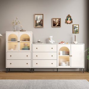 Tủ Màu kem phong cách đá ban Tủ bếp phòng khách hiện đại đơn giản nhà trà phụ Tủ bếp Tủ
