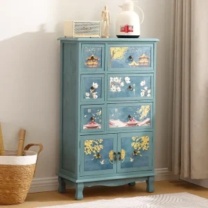 Tủ Mỹ Gỗ Chắc Chắn Nhiều Lớp Tủ Bảo Quản Phòng Ngủ Đơn Giản Công Suất Lớn Retro Phòng Khách Tủ Đầu Giường - Hình 2