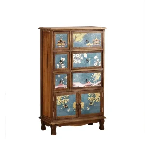 Tủ Mỹ Gỗ Chắc Chắn Nhiều Lớp Tủ Bảo Quản Phòng Ngủ Đơn Giản Công Suất Lớn Retro Phòng Khách Tủ Đầu Giường - Hình 4