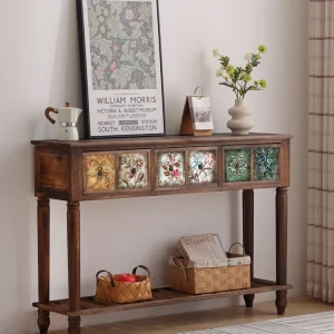 Tủ Mỹ Gỗ Chắc Chắn Tay Cầm Bàn Nhà Hành Lang Vào Hành Lang Bàn Hoa Văn Retro Nội Thất Phòng Khách Lối Vào Tay Cầm Tủ - Hình 2