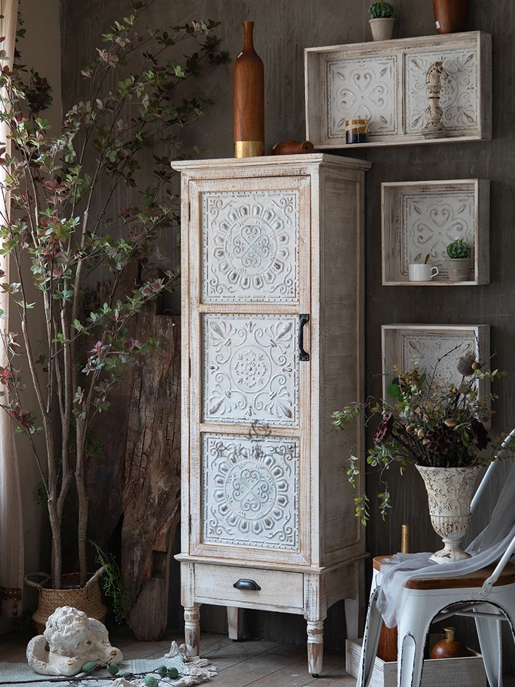 Tủ Mỹ retro gỗ nguyên khối khắc cũ phòng khách hiên trang trí Tủ phòng ngủ Tủ khóa Tủ Mỹ retro gỗ nguyên khối khắc cũ phòng khách hiên trang trí Tủ phòng ngủ Tủ khóa