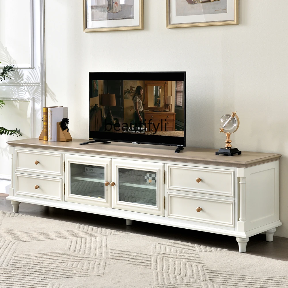 Tủ Mỹ Tủ Tivi Gỗ Chắc Chắn Màu Trắng Kem Phong Cách Retro Sàn Phòng Khách Tủ Giá Treo Tivi - Hình 2 Tủ Mỹ Tủ Tivi Gỗ Chắc Chắn Màu Trắng Kem Phong Cách Retro Sàn Phòng Khách Tủ Giá Treo Tivi - Hình 2