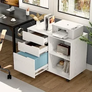 Tủ ngăn kéo Tủ hồ sơ di động Giá đỡ máy in có kệ mở cho Tủ trắng văn phòng tại nhà - Hình 2