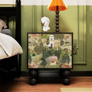 Tủ Nhẹ nhàng sang trọng Retro Phòng ngủ Đầu giường Phòng khách Tủ hành lang Tủ phong cách Đông Nam Á - Hình 2