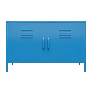 Tủ Novogratz Cache 2 cửa Tủ khóa kim loại rộng Tủ có điểm nhấn Màu xanh lam 15,75 X 39,37 X 25,20 Trong ngăn kéo cho phòng ngủ - Hình 3