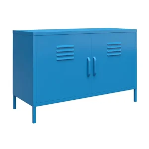 Tủ Novogratz Cache 2 cửa Tủ khóa kim loại rộng Tủ có điểm nhấn Màu xanh lam 15,75 X 39,37 X 25,20 Trong ngăn kéo cho phòng ngủ - Hình 4