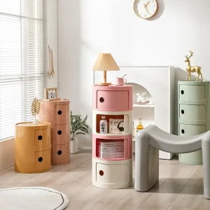 Tủ phong cách Châu Âu Ins Lưới Đỏ Đầu Giường Hiện Đại Tối Giản Trắng Tròn Sáng Tạo Tủ Nhỏ Mini Đơn Giản Nhựa Bên Tủ - Hình 4