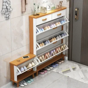 Tủ phong cách Châu Âu Màn Hình Nam Giày Gỗ Trang Trí Giày Organizer2022 Tủ Giày Tủ Phòng Ngủ - Hình 3