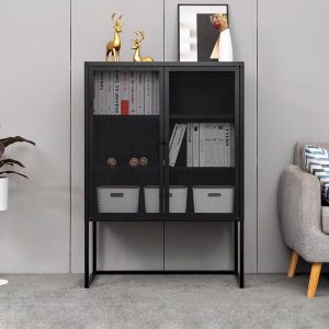 Tủ phong cách châu Âu Nhà Ăn Bên Tủ Ban Công Nhiều Lớp Sắt Rèn Dữ Liệu Khóa Phòng Khách Hiên Chân Cao Tạp Chí Tủ Bảo Quản - Hình 3