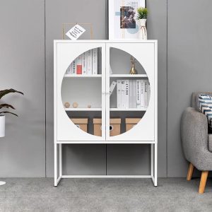 Tủ phong cách châu Âu Nhà Ăn Bên Tủ Ban Công Nhiều Lớp Sắt Rèn Dữ Liệu Khóa Phòng Khách Hiên Chân Cao Tạp Chí Tủ Bảo Quản