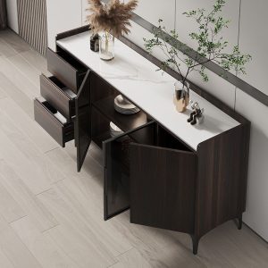 Tủ phong cách châu Âu phiến đá Tủ rượu Tủ rượu phòng khách hiện đại Italy Tủ đồ lớn dựa vào tường hộ gia đình bằng đá - Hình 3