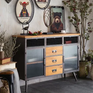 Tủ Phong Cách Công Nghiệp Nội Thất Ngăn Kéo Retro Đồng Hồ Nam Sắt Tủ Hộ Gia Đình Tủ Trà Gỗ Chắc Chắn Nhà Hàng Thanh - Hình 2
