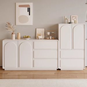 Tủ Phong cách kem Pháp Tủ búp phê hiện đại Tủ để đồ phòng khách Tủ treo tường cửa Tủ giày