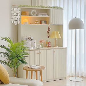 Tủ Phong cách kem Tủ búp phê hiện đại tích hợp vào tường Tủ bếp nhà hàng hiện đại Tủ đa chức năng