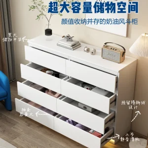 Tủ Phong cách kem Tủ ngăn kéo Tủ khóa Phòng ngủ Phòng khách Tủ tối giản - Hình 2