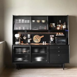 Tủ Phong Cách Retro Tủ Bếp Gỗ Tủ Bếp Một Tường Tủ Bếp Cao Cấp Tủ Rượu Tủ Chè Tủ đẹp Màu Đen Sang Trọng - Hình 2