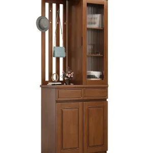 Tủ phòng gỗ nguyên khối, Tủ hội trường, Tủ vách ngăn phòng khách phong cách Trung Hoa, giá treo mũ, Tủ rượu tựa tường