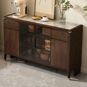 Tủ Phòng Khách Phong Cách Trung Hoa Mới Bữa Ăn Mặt Đá Tủ Tường Bảo Quản Tủ Trà - Hình 2