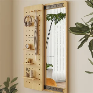 Tủ Phòng ngủ Gương toàn thân Gương trang điểm vô hình Trượt để đóng Lối vào treo tường Gương lắp có bảng lỗ đựng đồ - Hình 3