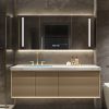 Tủ phòng tắm bằng đá phiến sang trọng ánh sáng hiện đại chậu rửa bàn rửa bằng gỗ sồi phòng tắm tất cả bằng gỗ nguyên khối chậu rửa đôi kết hợp tủ chậu