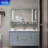 Tủ phòng tắm bằng đá phiến thông minh sang trọng nhẹ kết hợp phòng tắm tối giản hiện đại chậu rửa chậu rửa chậu rửa tủ gỗ sồi
