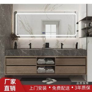 Tủ phòng tắm Bộ bồn rửa đôi Tủ phòng tắm bồn rửa tay bằng đá cẩm thạch hiện đại Đơn giản Tủ đựng đồ