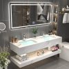 Tủ phòng tắm hiện đại kết hợp phòng tắm bồn rửa đôi bằng đá cẩm thạch