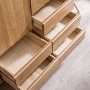 Tủ quần áo bằng gỗ nguyên khối Bắc Âu Tủ quần áo bằng gỗ sồi ba cửa phong cách Nhật Bản bằng gỗ Tủ quần áo lớn Tủ quần áo ba cửa mở Tủ bảo quản - Hình 2