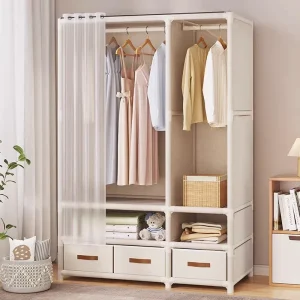Tủ quần áo đơn giản có ngăn kéo Phòng nhỏ cho thuê Phòng có giá tủ quần áo chắc chắn - Hình 3