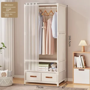 Tủ quần áo đơn giản có ngăn kéo Phòng nhỏ cho thuê Phòng có giá tủ quần áo chắc chắn - Hình 4