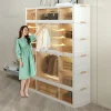 Tủ quần áo gấp trong suốt Tủ quần áo gia đình Phòng ngủ Tủ nhiều lớp Tủ bảo quản quần áo Phòng cho thuê Tủ quần áo nhựa đơn giản C