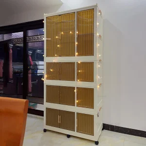 Tủ quần áo gấp trong suốt Tủ quần áo gia đình Phòng ngủ Tủ nhiều lớp Tủ bảo quản quần áo Phòng cho thuê Tủ quần áo nhựa đơn giản C - Hình 2