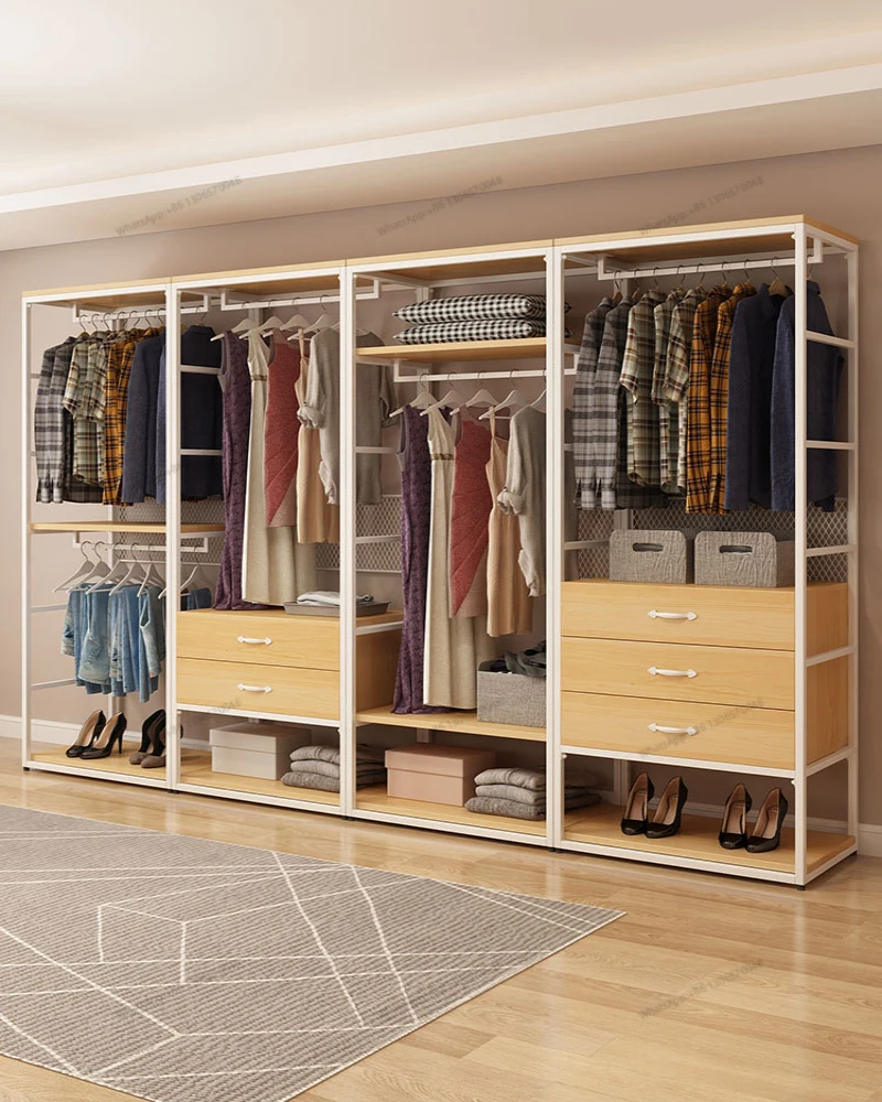 Tủ quần áo kim loại không cửa ngăn, thép và gỗ, cụm giá để đồ mở, giá để đồ bằng sắt, sàn phòng ngủ đến sàn - Hình 3 Tủ quần áo kim loại không cửa ngăn, thép và gỗ, cụm giá để đồ mở, giá để đồ bằng sắt, sàn phòng ngủ đến sàn - Hình 3