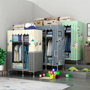 Tủ quần áo LEEGOHOME 110CMx45CMx170CM Tủ quần áo phòng ngủ Tủ quần áo với ống thép 23MM Phòng ngủ Tủ quần áo vải có thể gập lại - Hình 2
