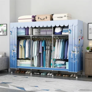 Tủ quần áo phòng ngủ LEEGOHOME 195CMx45CMx170CM Tủ quần áo với ống thép 23MM Phòng ngủ có thể gập lại Tủ quần áo vải