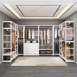 Tủ quần áo trong phòng thay đồ, phong cách công nghiệp tự làm, Tủ quần áo khung kim loại mở, giá treo mũ, sắt nghệ thuật, en - Hình 4