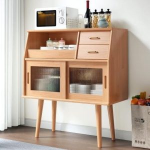 Tủ rượu gỗ nguyên khối Bắc Âu tủ rượu tối giản hiện đại một kệ treo tường tủ nhà phong cách tủ trà phong cách Nhật Bản