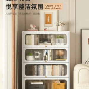 Tủ sách gia dụng bằng thép có cửa tủ bảo quản chống bụi trẻ em nhiều lớp sàn sắt nghệ thuật kệ sách phòng khách có giá để đồ