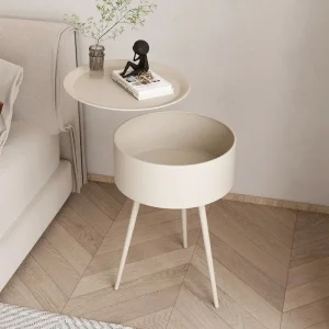 Tủ Sáng Tạo Kem Phong Cách Tủ Phòng Khách Bàn Hiện Đại Đơn Giản Sắt Rèn Tròn Phòng Ngủ Nhỏ Đầu Giường Tủ Bảo Quản Đồ Nội Thất