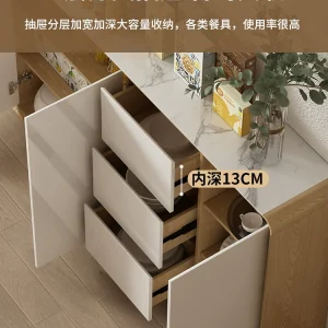 Tủ siêu mỏng hiện đại tối giản phòng khách tích hợp tường tủ bếp tủ lưu trữ khung gỗ nguyên khối tủ rượu tủ bảo quản - Hình 4