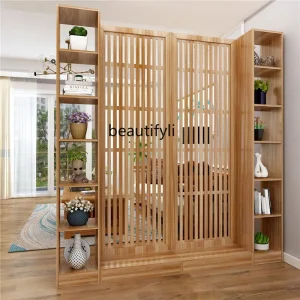 Tủ Subareas Màn hình Giá để đồ Phòng khách Phong cách đồng quê và Tủ rượu gỗ nguyên khối hiện đại đơn giản Tủ lối vào nhà - Hình 4