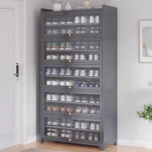 Tủ Trong Suốt Đơn Giản Tủ Giày Tre Storag Chứa Màn Hình Có Thể Điều Chỉnh Giá Để Giày Entryway phong cách Châu Âu Schoenenkasten Đồ Nội Thất - Hình 2