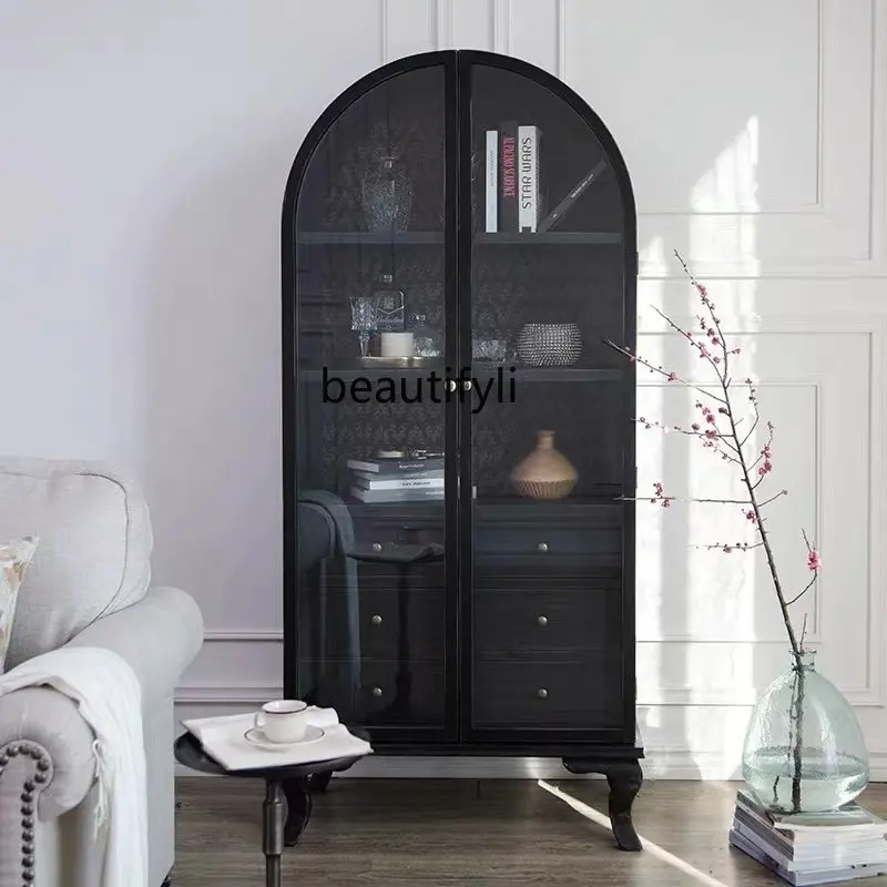 Tủ Vintage Tủ Bảo Quản Phòng Khách Gỗ Chắc Chắn Tủ Rượu Vòm Tủ Cao Đôi Cửa Kính - Hình 2 Tủ Vintage Tủ Bảo Quản Phòng Khách Gỗ Chắc Chắn Tủ Rượu Vòm Tủ Cao Đôi Cửa Kính - Hình 2