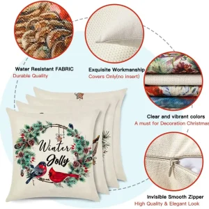 Vỏ gối theo chủ đề Giáng sinh Giáng sinh, Vỏ gối sofa vuông cho phòng ngủ, phòng khách, ngoài trời, sân vườn, xe hơi 40x40 45x45 - Hình 2