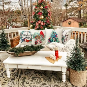 Vỏ gối theo chủ đề Giáng sinh Giáng sinh, Vỏ gối sofa vuông cho phòng ngủ, phòng khách, ngoài trời, sân vườn, xe hơi 40x40 45x45 - Hình 4