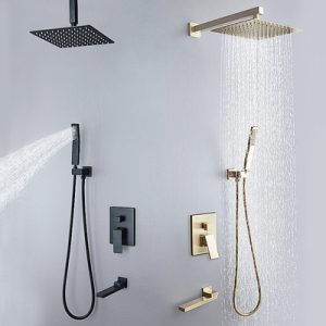 Vòi hoa sen giấu kín màu đen của Đức đặt nóng lạnh vào tường có mái che bồn tắm trần phòng tắm khách sạn van trộn phòng tắm
